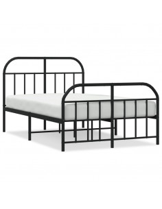 Giroletto con Testiera e Pediera Metallo Nero 120x200 cm 2