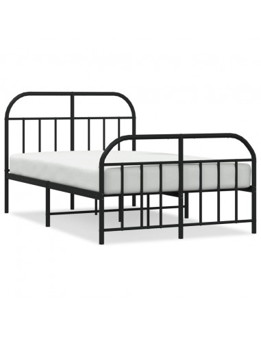 Giroletto con Testiera e Pediera Metallo Nero 120x200 cm