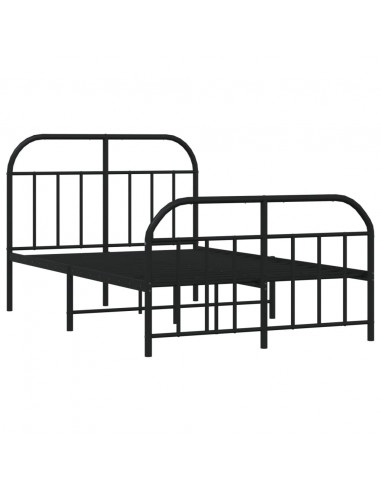 Giroletto con Testiera e Pediera Metallo Nero 120x200 cm