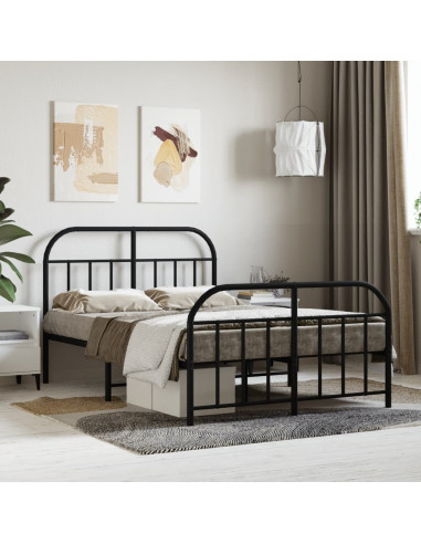 Giroletto con Testiera e Pediera Metallo Nero 120x200 cm