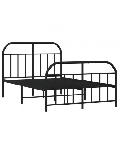 Giroletto con Testiera e Pediera Metallo Nero 120x190 cm