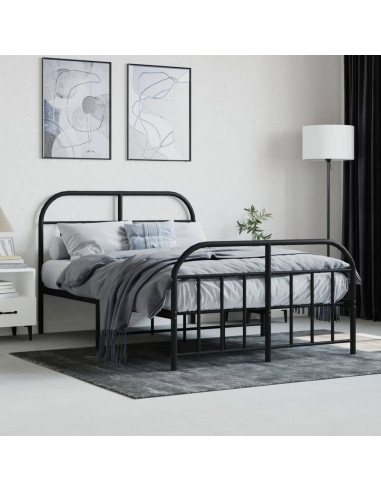 Giroletto con Testiera e Pediera Metallo Nero 120x190 cm