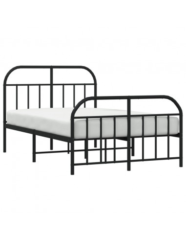 Giroletto con Testiera e Pediera Metallo Nero 120x190 cm