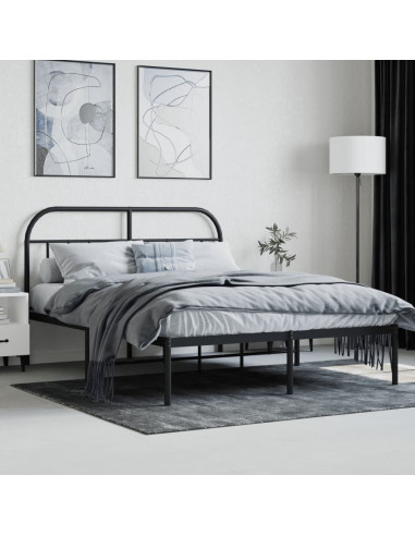 Giroletto con Testiera in Metallo Nero 140x190 cm