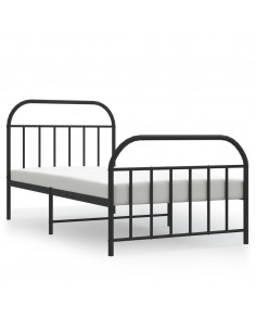 Giroletto con Testiera e Pediera Metallo Nero 100x190 cm 2