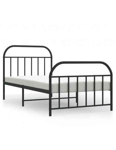 Giroletto con Testiera e Pediera Metallo Nero 100x190 cm