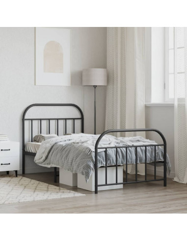 Giroletto con Testiera e Pediera Metallo Nero 100x190 cm