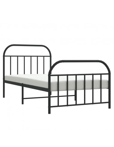 Giroletto con Testiera e Pediera Metallo Nero 100x190 cm