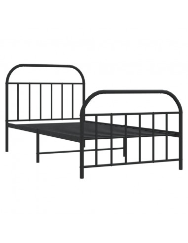 Giroletto con Testiera e Pediera Metallo Nero 100x190 cm