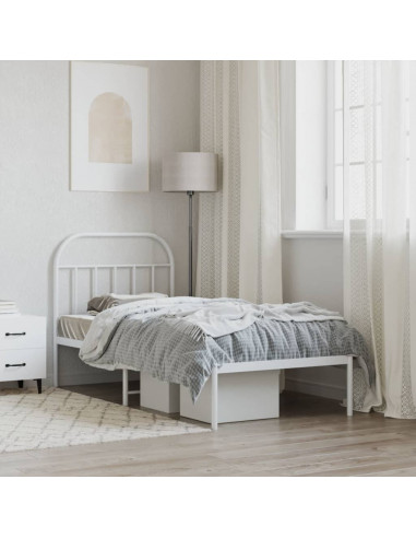 Giroletto con Testiera Metallo Bianco 90x200 cm