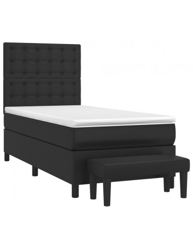 Giroletto a Molle con Materasso Nero 90x200 cm in Similpelle