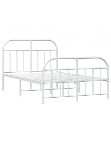 Giroletto con Testiera e Pediera Metallo Bianco 120x190 cm