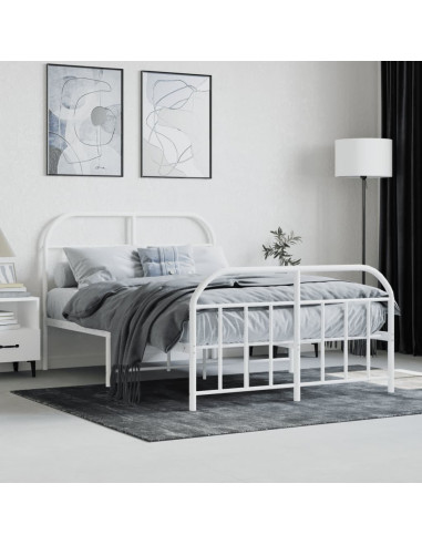 Giroletto con Testiera e Pediera Metallo Bianco 120x190 cm