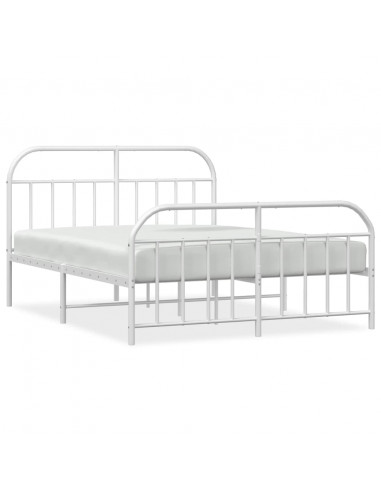 Giroletto con Testiera e Pediera Metallo Bianco 135x190 cm
