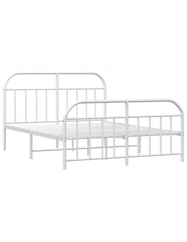Giroletto con Testiera e Pediera Metallo Bianco 135x190 cm