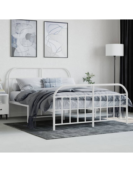 Giroletto con Testiera e Pediera Metallo Bianco 140x190 cm