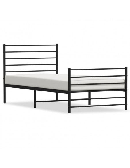 Giroletto con Testiera e Pediera Metallo Nero 100x190 cm