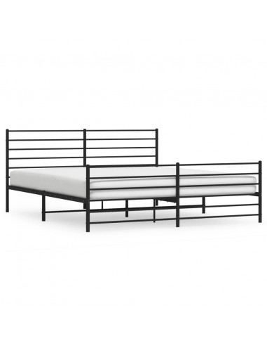 Giroletto con Testiera e Pediera Metallo Nero 193x203 cm