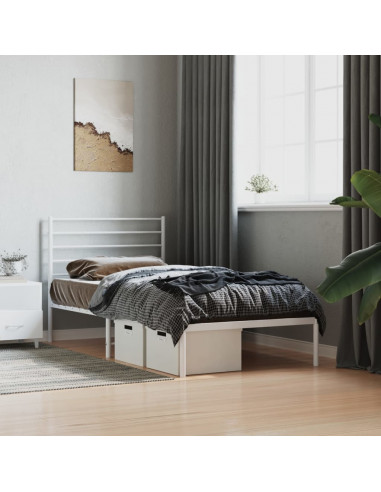 Giroletto con Testiera Metallo Bianco 100x200 cm