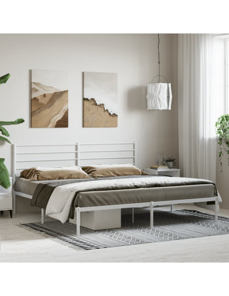 Giroletto con Testiera Metallo Bianco 183x213 cm