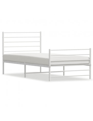 Giroletto con Testiera e Pediera Metallo Bianco 100x200 cm