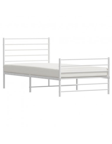 Giroletto con Testiera e Pediera Metallo Bianco 100x200 cm