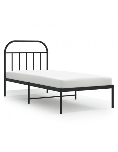 Giroletto con Testiera in Metallo Nero 90x190 cm