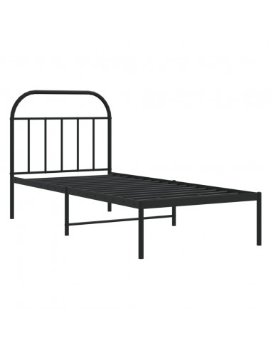 Giroletto con Testiera in Metallo Nero 90x190 cm