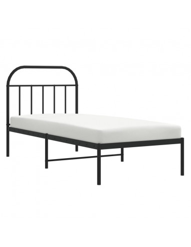 Giroletto con Testiera in Metallo Nero 90x190 cm