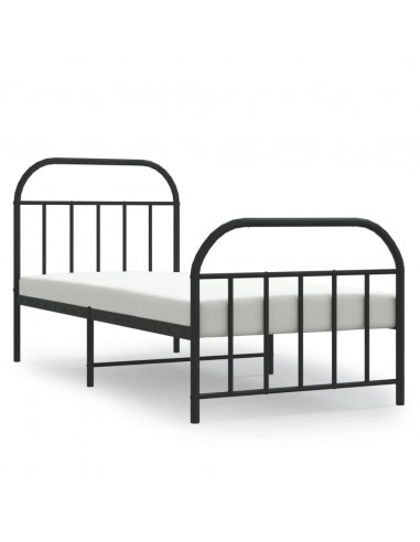 Giroletto con Testiera e Pediera Metallo Nero 90x190 cm