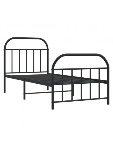 Giroletto con Testiera e Pediera Metallo Nero 90x190 cm