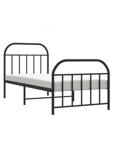 Giroletto con Testiera e Pediera Metallo Nero 90x190 cm