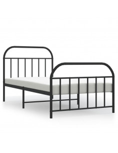 Giroletto con Testiera e Pediera Metallo Nero 107x203 cm 2