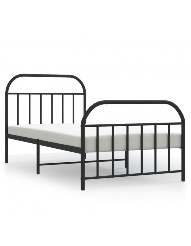 Giroletto con Testiera e Pediera Metallo Nero 107x203 cm