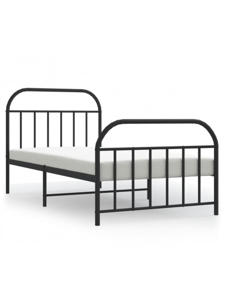 Giroletto con Testiera e Pediera Metallo Nero 107x203 cm