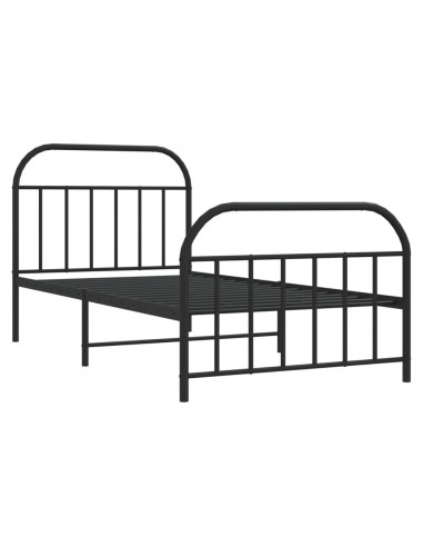 Giroletto con Testiera e Pediera Metallo Nero 107x203 cm