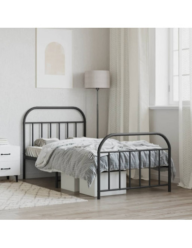 Giroletto con Testiera e Pediera Metallo Nero 107x203 cm