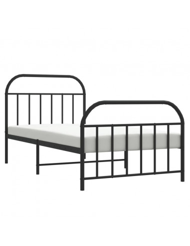 Giroletto con Testiera e Pediera Metallo Nero 107x203 cm
