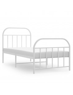 Giroletto con Testiera e Pediera Metallo Bianco 90x190 cm 2