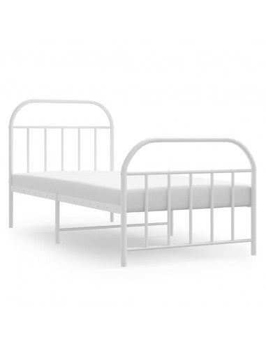 Giroletto con Testiera e Pediera Metallo Bianco 90x190 cm