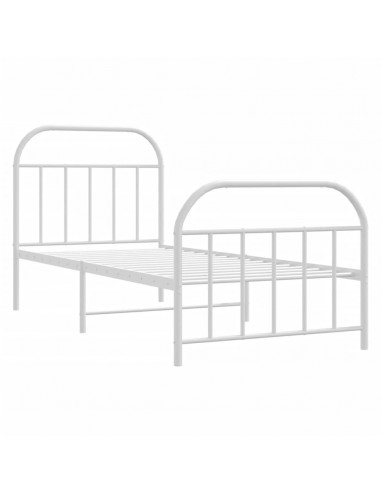 Giroletto con Testiera e Pediera Metallo Bianco 90x190 cm