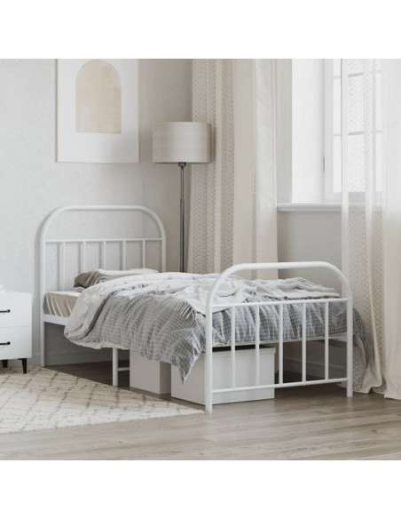 Giroletto con Testiera e Pediera Metallo Bianco 90x190 cm