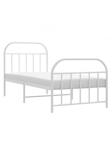 Giroletto con Testiera e Pediera Metallo Bianco 90x190 cm
