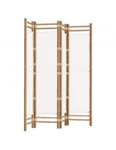 Divisorio Ambienti 4 Pannelli Pieghevole 160 cm Bambù e Tela