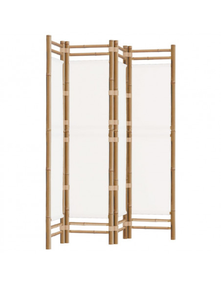 Divisorio Ambienti 4 Pannelli Pieghevole 160 cm Bambù e Tela