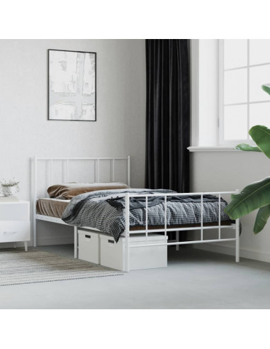 Giroletto con Testiera e Pediera Metallo Bianco 107x203 cm