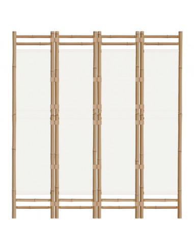 Divisorio Ambienti 4 Pannelli Pieghevole 160 cm Bambù e Tela