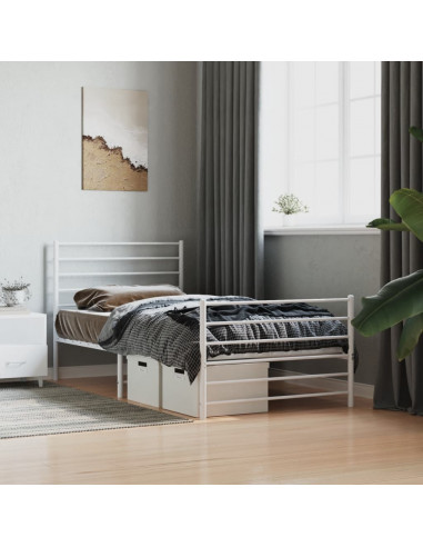 Giroletto con Testiera e Pediera Metallo Bianco 75x190 cm