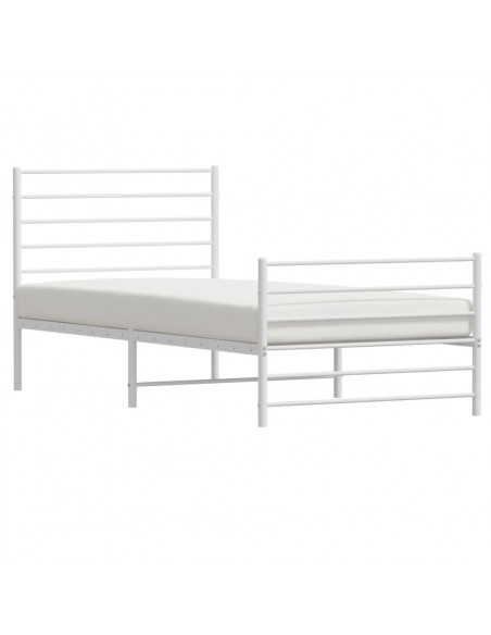 Giroletto con Testiera e Pediera Metallo Bianco 75x190 cm