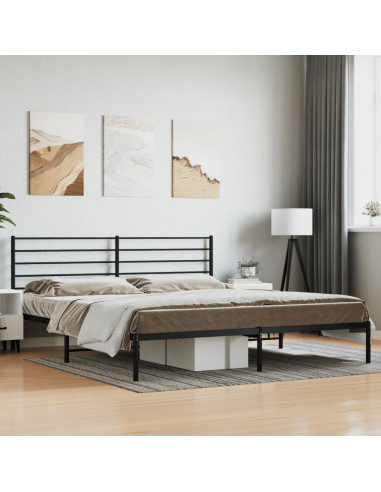 Giroletto con Testiera in Metallo Nero 180x200 cm